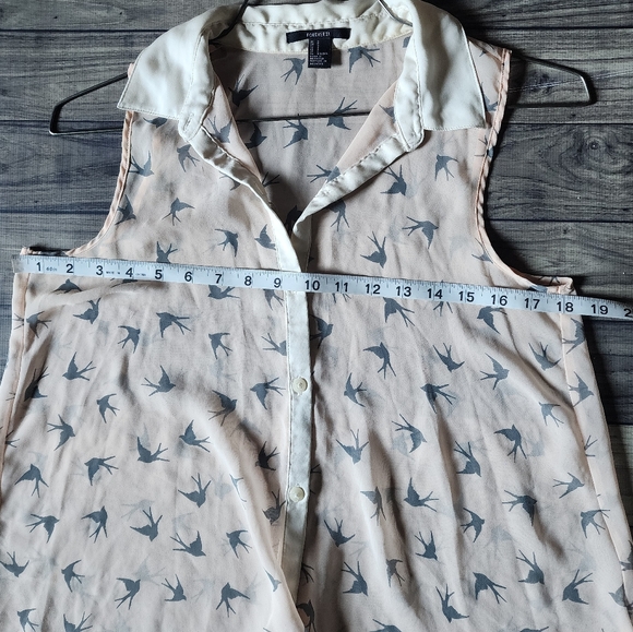 Forever 21 sheer pink top with birds - Picture 5 of 6